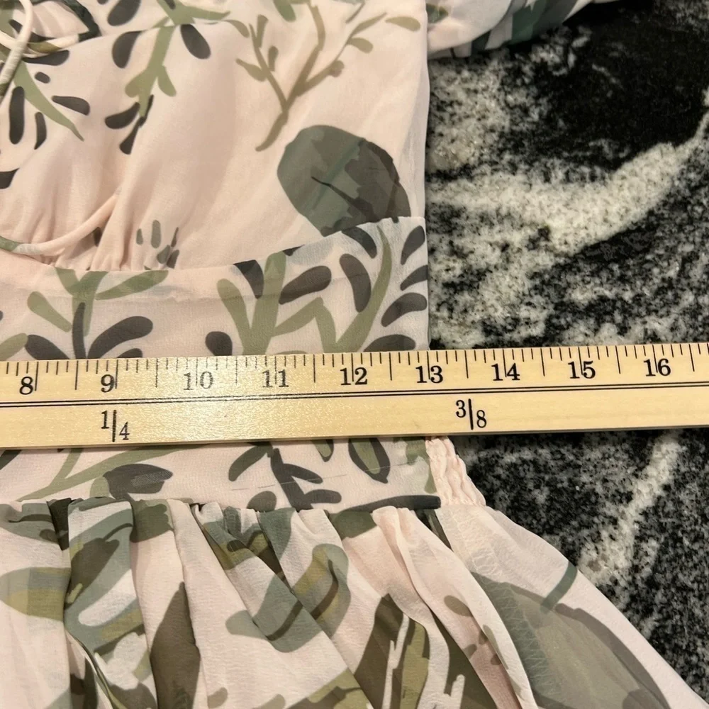 BY EGREIS tropical lace up chest flowy maxi dress with long front side slit - Picture 9 of 17